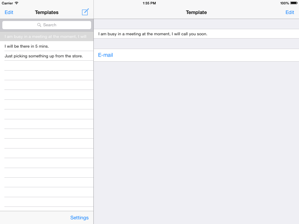 Message Templates iPad screenshot 1