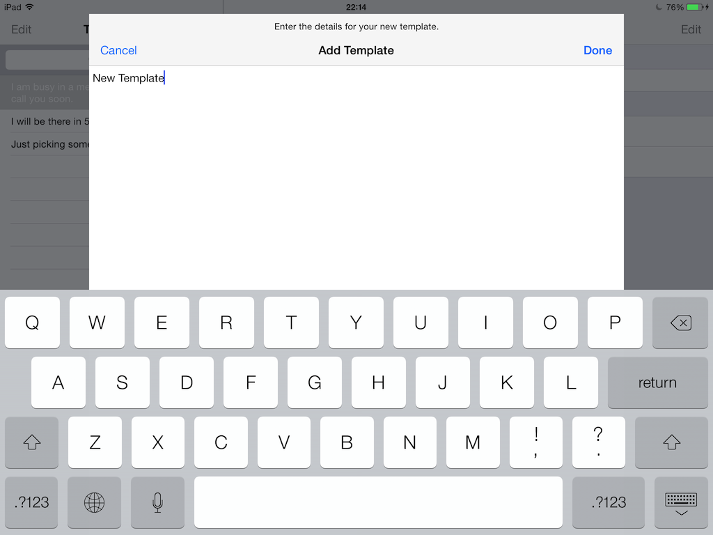 Message Templates iPad screenshot 2