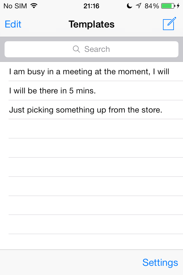 Message Templates iPhone screenshot 1